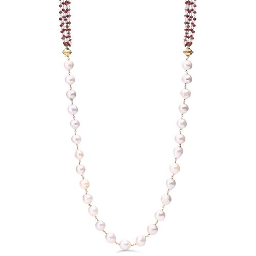 Colar em Prata 925 com Pérolas Barrocas e Rubi 199363