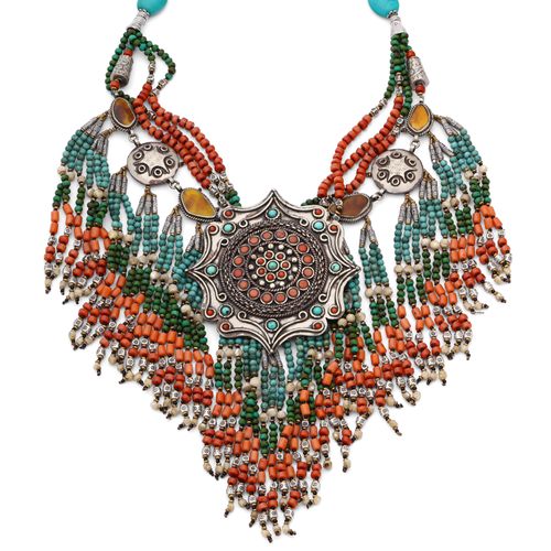 Colar Linha Nepal Mandala Com Coral e Turquesa 152972 Colar Linha Nepal Mandala Com Coral e Turquesa 152972