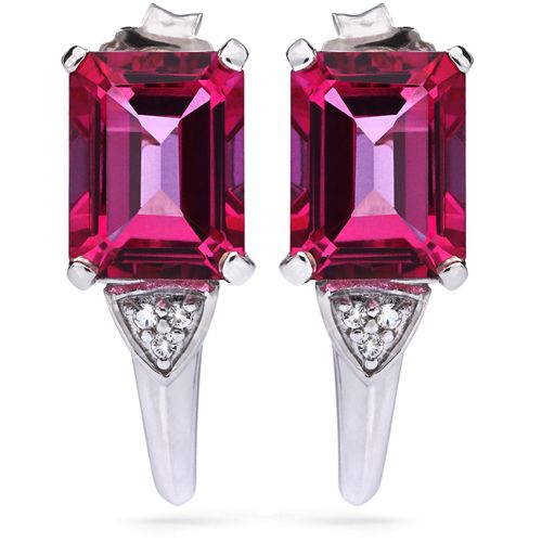 Par de Brinco em Prata 925 com Topázios Flamingo e Topázios Brancos 156364