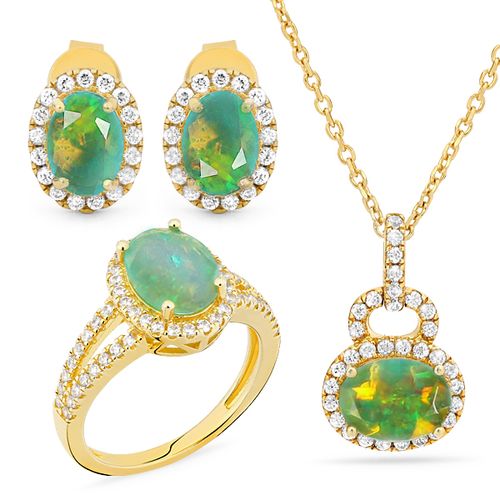 Conjunto de Prata com Opala e Zircônias 152918