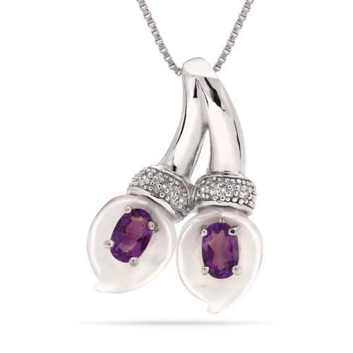 Pingente em Prata 925 com Ametistas e Diamantes 114932