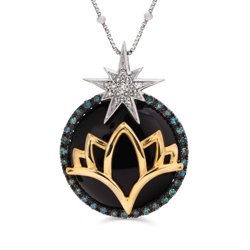 Pingente Linha Eva LaRue em Prata 925 com Ônix e Diamantes Azuis e Brancos 125998