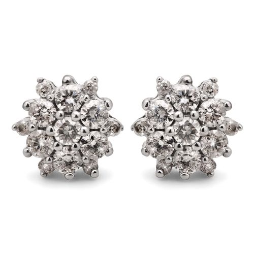 Par de Brinco em Ouro Branco 18k Florzinha com 26 Diamantes 191496