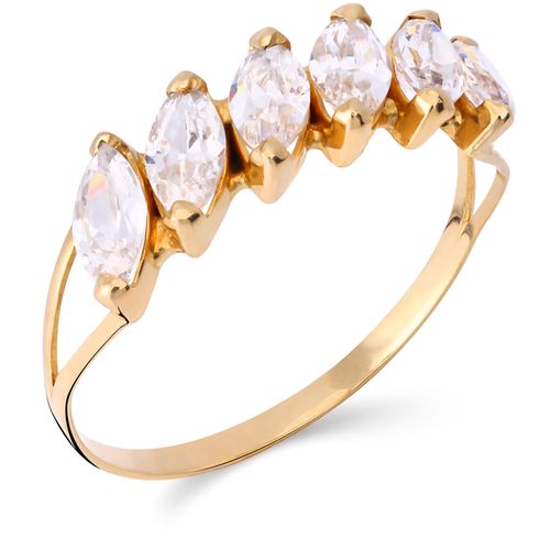 Meia Aliança em Ouro Amarelo 18 k com Zircônias Navetes 198917