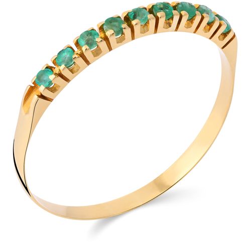 Meia Aliança em Ouro Amarelo 18 k com 9 Esmeraldas 198923