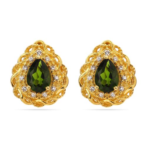 Par de Brinco em  Prata Gota com Chromediopside e Zirconias 152827