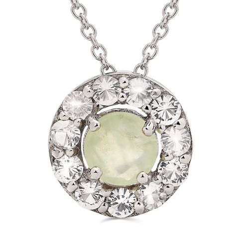 Pingente em Prata 925 Com Prenita e Topázio Branco 158436