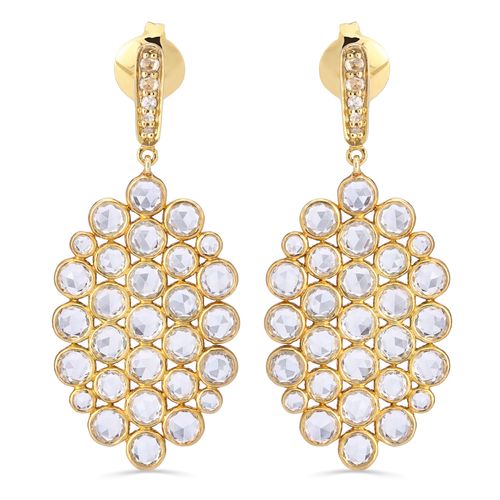 Par de Brinco em Prata Linha Setara Colméia com Topázio Branco 127139