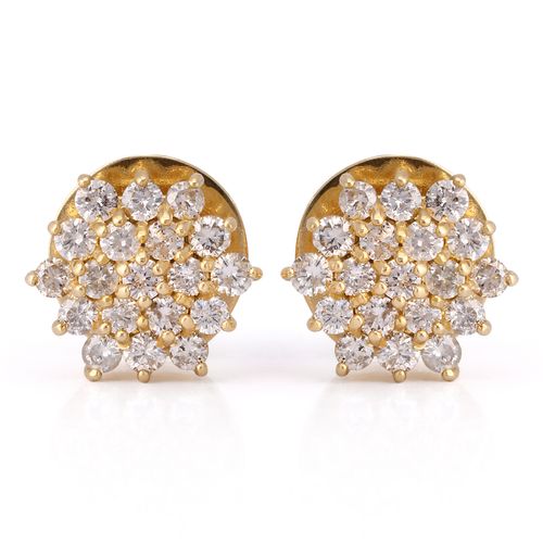 Par De Brinco em Ouro Amarelo  Chuveirinho com Diamantes 198682