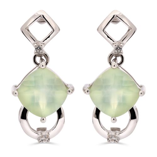 Par de Brinco em Prata  com Prenita Aprox. 6,85 cts e Topázio 156895