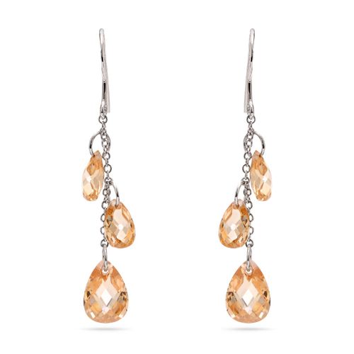 Par de Brinco em Prata 925 com Zirconias Salmão 183572