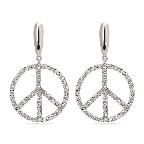 Par de Brinco em Prata 925 Paz com Zirconias 183514