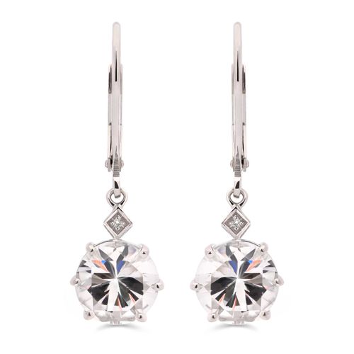 Par de Brinco em Prata 925 com Quartzos Brancos e Topazios Brancos 158026