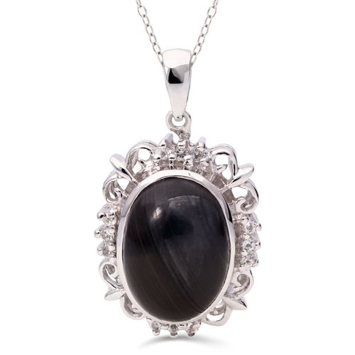 Pingente em Prata 925 Com Psilomelane e Topázio Branco 160266