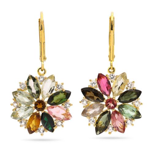 Par de Brinco em  Prata com Turmalinas Coloridas E Zirconias 149740