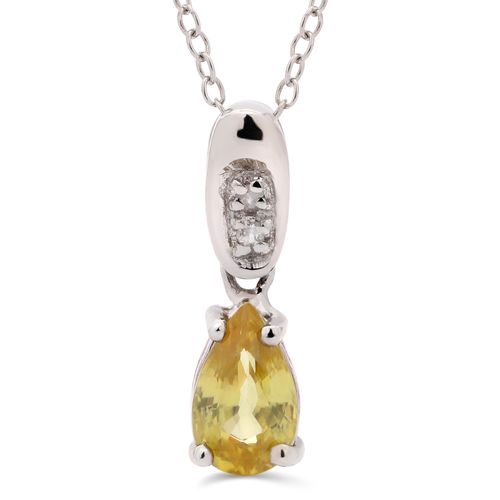 Pingente em Prata 925 com Sfene Gota e Topázio Branco 162822 Pingente em Prata 925 com Sfene Gota e Topázio Branco 162822