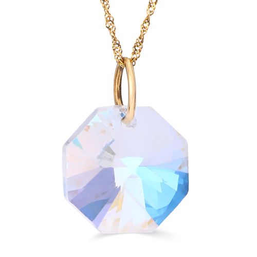 Pingente em Ouro Amarelo 18k com Cristal Swarowski e Corrente Singapura 185879