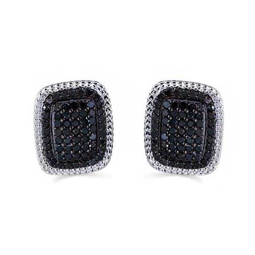 Par de Brinco em Prata 925 com Diamantes Negros 129304