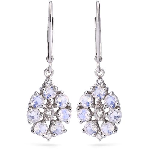 Par de Brinco em Prata 925 com Pedra da Lua e Topázio Branco 158327