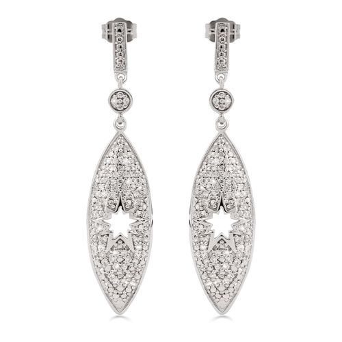 Par de Brincos em Prata 925 Eva LaRue Navete com Zircônias 173656 Par de Brincos em Prata 925 Eva LaRue Navete com Zircônias 173656