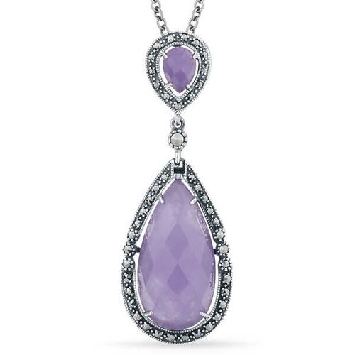 Pingente em Prata 925 com Jade Lilás e Marcassitas 142779