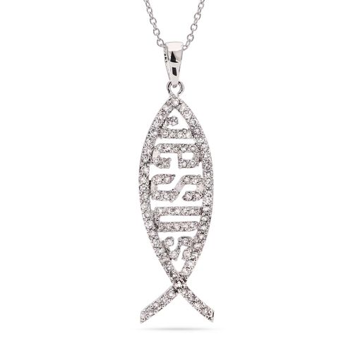 Pingente Jesus em Prata 18k com Zircônias 183492