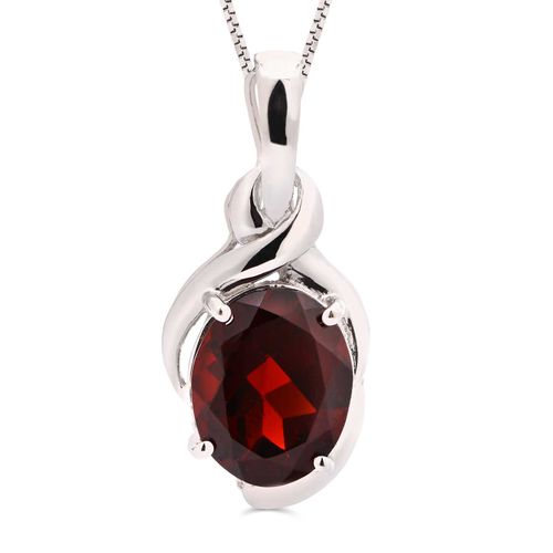 Pingente em Ouro Branco 18k com Granada 190234