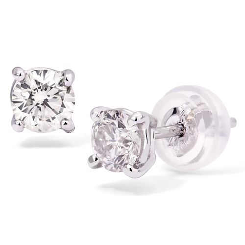 Par de Brinco em Ouro Branco 18k Solitário com Diamantes VS2 122728