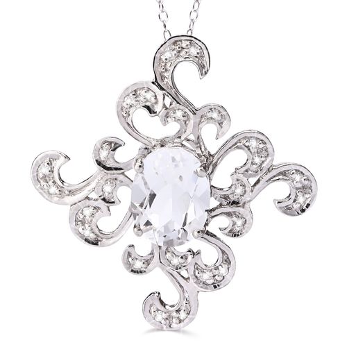 Pingente em  Prata 925 com Petalite e Diamantes Aprox. 1,5 cts 158263