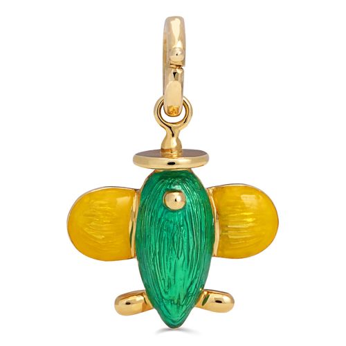 Pingente em Ouro Amarelo 18k Avião com Mina Verde e Amarelo 123563