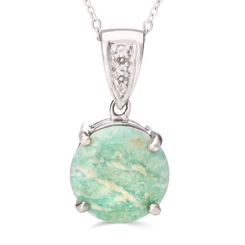 Pingente em Prata 925 com Amazonita e Topázios Brancos 155941