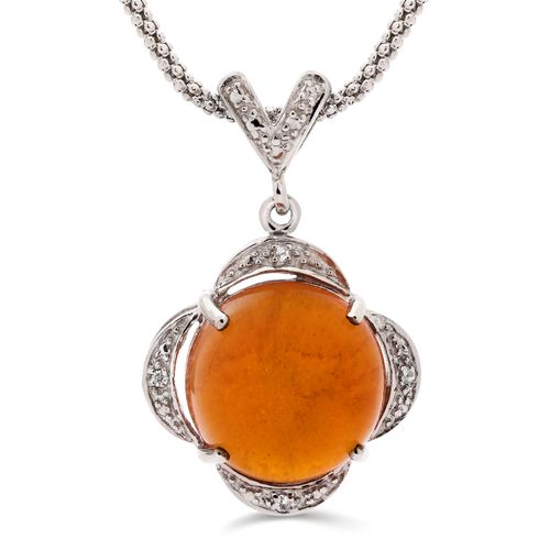 Pingente Em Prata 925 com Aragonite  Cabuchon e Topázio Branco 157042