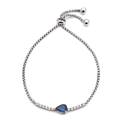 Pulseira de Ouro Branco 18k com Safira e 12 Diamantes 191481