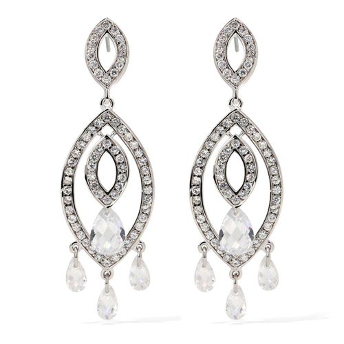 Par de Brinco em Prata 925 Navete com Zircônias 183516