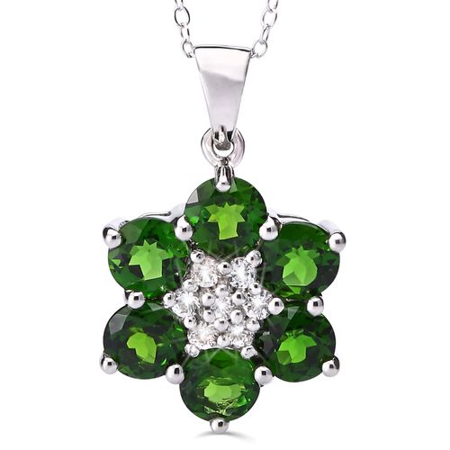 Pingente em Prata 925 com Chromediopside e Topazios Brancos 160993