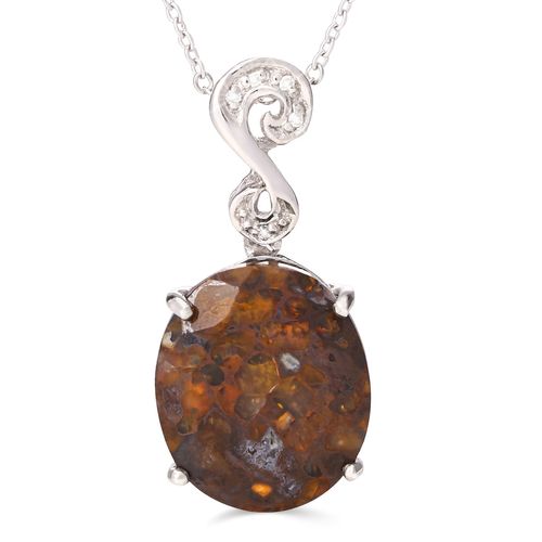 Pingente em Prata 925 com Jasper e Diamantes 161030