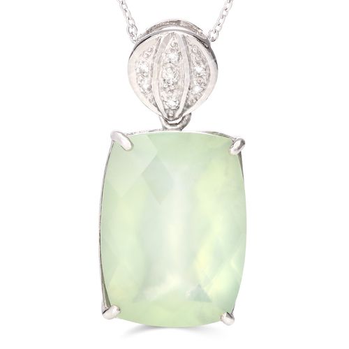 Pingente em Prata 925 com Prenita e Topazios Brancos 161102