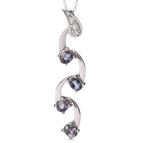 Pingente em Prata 925 com Safiras Change Colour e Safiras Brancas 161205