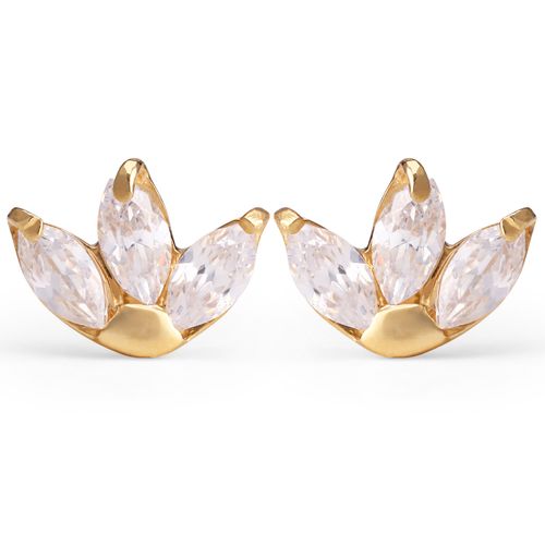 Par de Brincos Ouro Amarelo Infantil Florzinha com Zircônia 199430