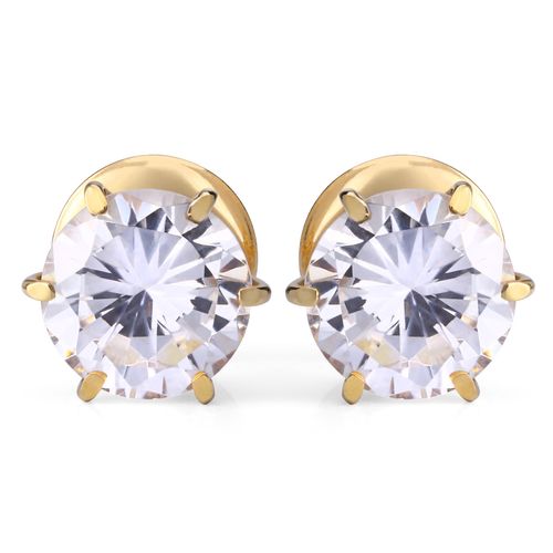 Par de Brinco em Ouro Amarelo 18k Solitário com Zircônias 196612