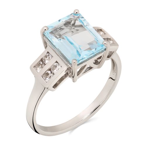 Anel em Prata 925 com Topazio Sky Blue e Topazios Brancos 163788