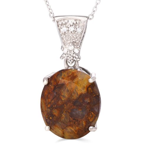 Pingente em Prata 925 com Jasper Oval e Topázios Brancos 164677