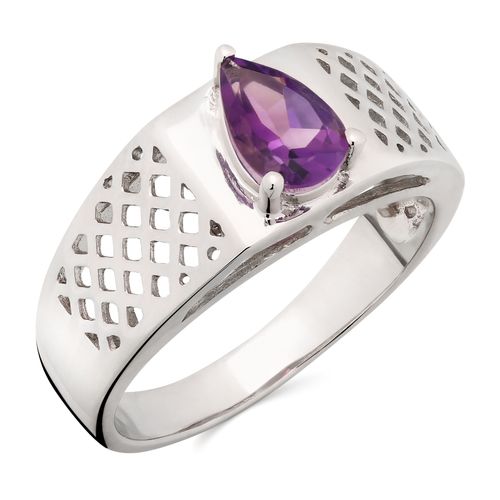 Anel em Prata 925 Vazado Ametista Gota 165070