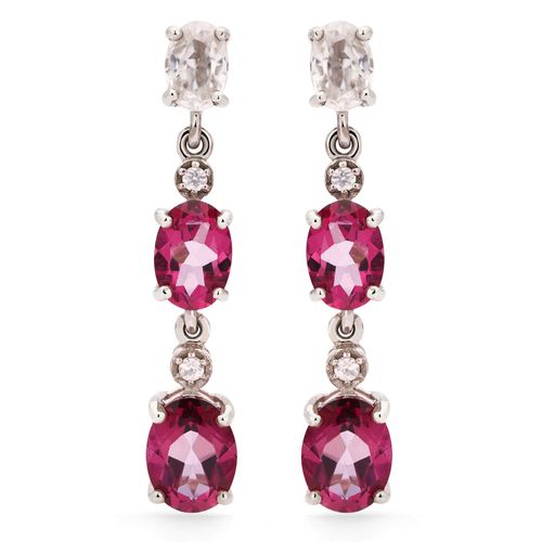 Par de Brinco em Prata 925 com Topázio Uva e Zircônia 165719 Par de Brinco em Prata 925 com Topázio Uva e Zircônia 165719