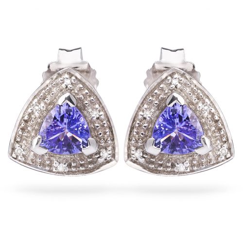 Par de Brinco Em Prata 925 om Tanzanitas e Diamantes 165741