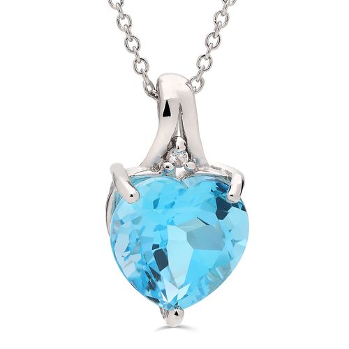 Pingente em Prata 925 Coração Com Topázio Sky Blue e Topázios Brancos 167845