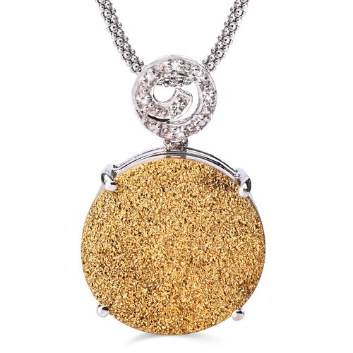 Pingente em Prata 925 com Quartzo Glitter Dourado e Topázio Branco 170277