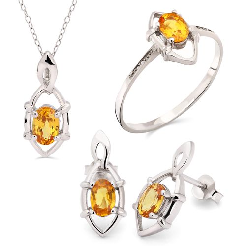 Conjunto em Prata 925 com Safira Amarela 167885 Conjunto em Prata 925 com Safira Amarela 167885