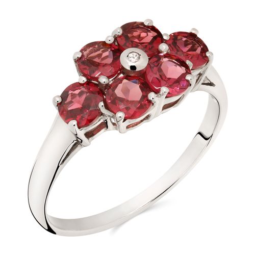 Meia Aliança em Prata 925 com Rodolita e Topázio Branco Prata 168034