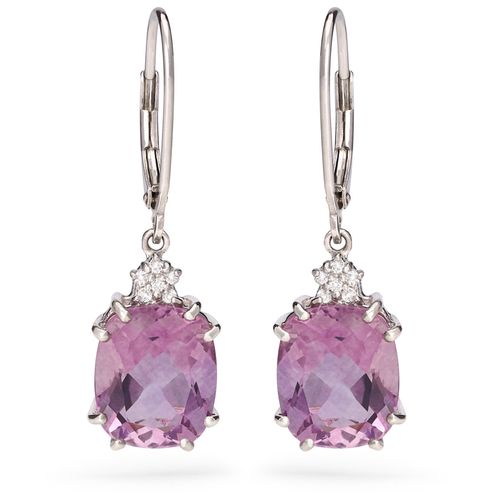 Par de Brinco em Prata 925 Com Fluorite Lilás e Topázio Branco 168379